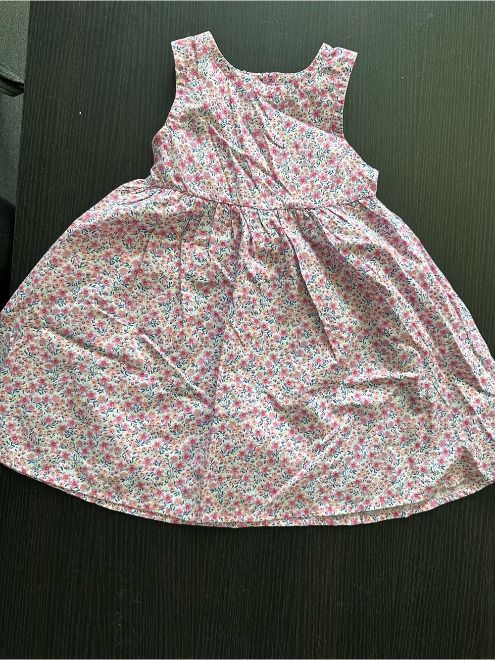 Girls Pink Floral Sleeveless Cotton Dress